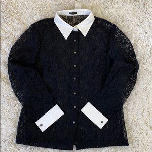Ann Taylor Black Lace Blouse NWT